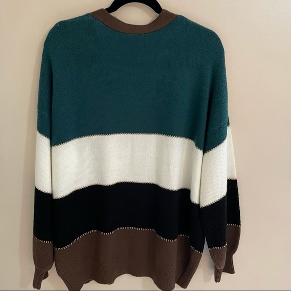 Soyaconcept Colour Block Knit Cardigan Metallic Trims Size M-L - Picture 2 of 6